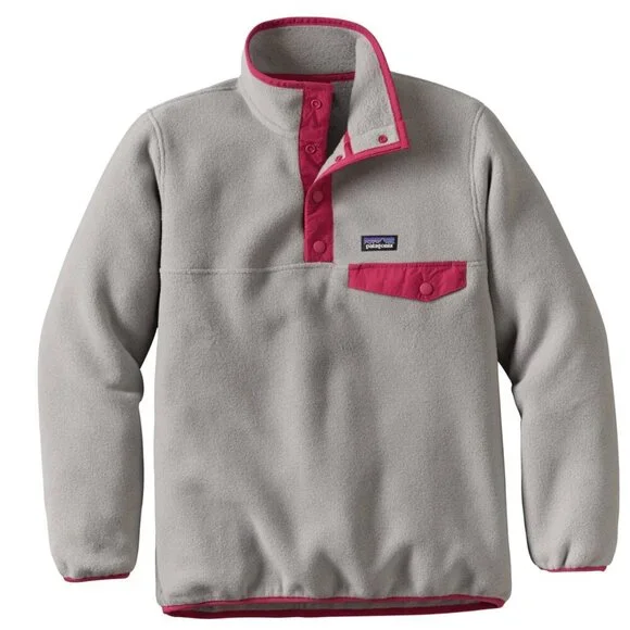 Patagonia Lightweight Synchilla SnapT Pullover Girls Medium Drifter Grey Outdoor - Picture 1 of 9